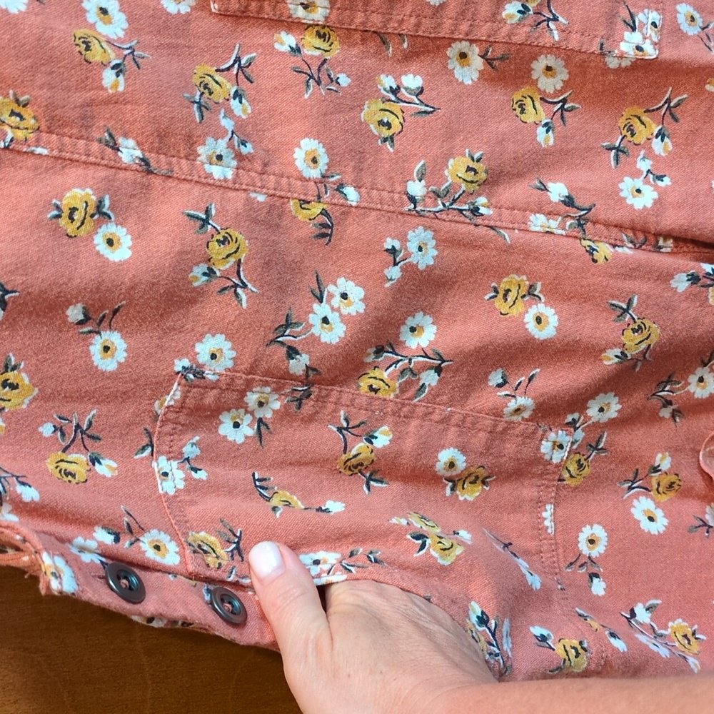 Hollister Cotton Blend Floral Overalls in Rosy Brown Size S - Picture 4 of 10